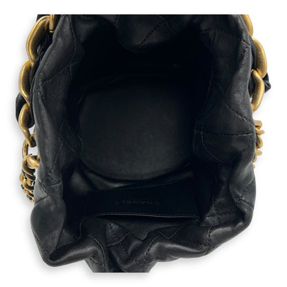 Chain is More Black Bucket Bag in Calfskin, Gold hardware