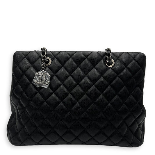 Others Black Tote Bag in Caviar Leather, Ruthenium hardware