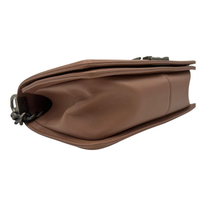 Boy Medium Pink Shoulder Bag in Calfskin, Ruthenium hardware