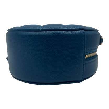 Round CC Crossbody Bag Blue in Caviar Leather, Gold hardware