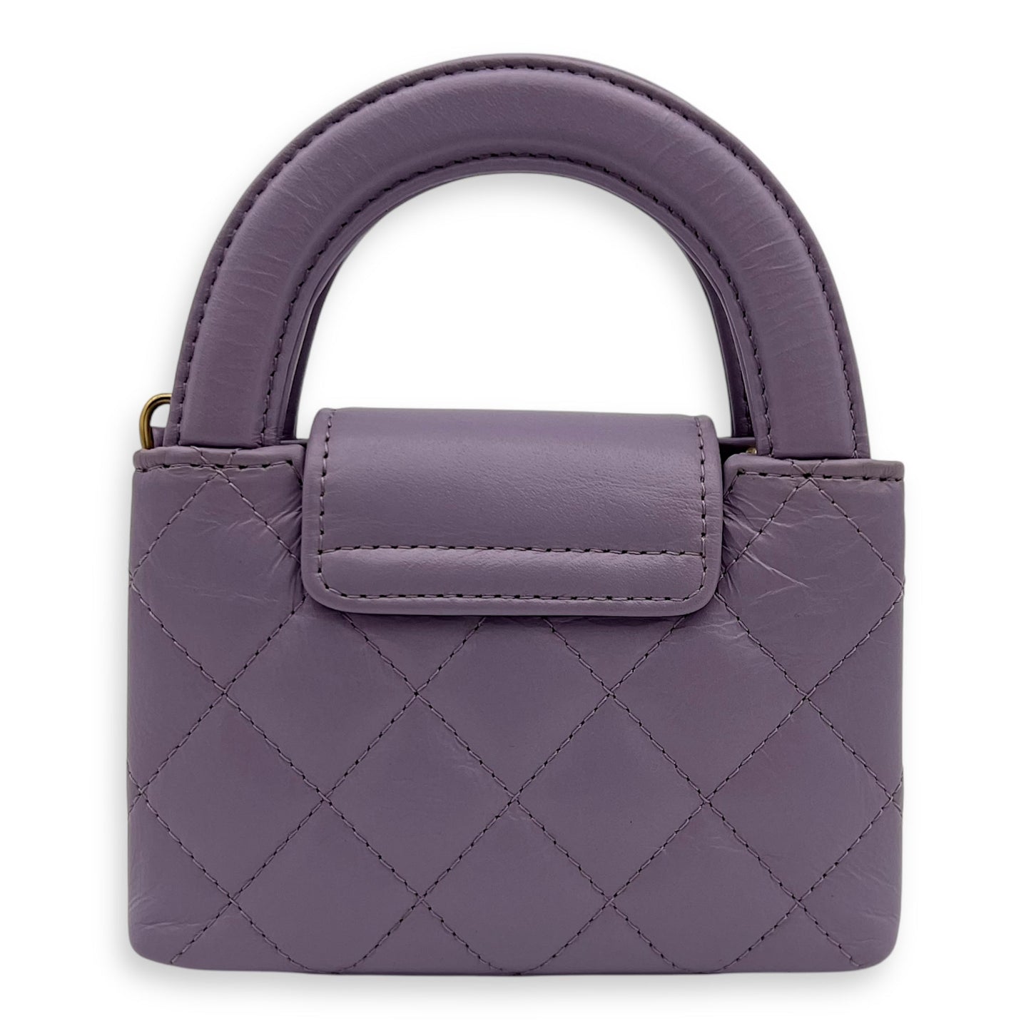 Kelly Nano Purple Top Handle Bag in Calfskin, Gold hardware