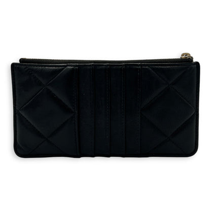 C19 Black Wallet in Calfskin, Gold hardware