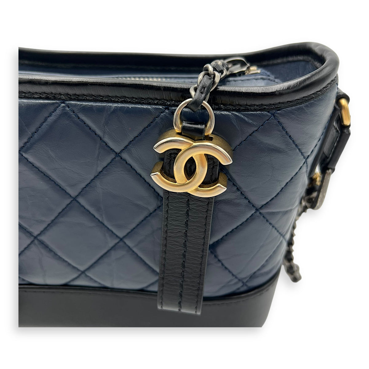 Gabrielle Crossbody Bag Small Blue in Calfskin, Mixed hardware