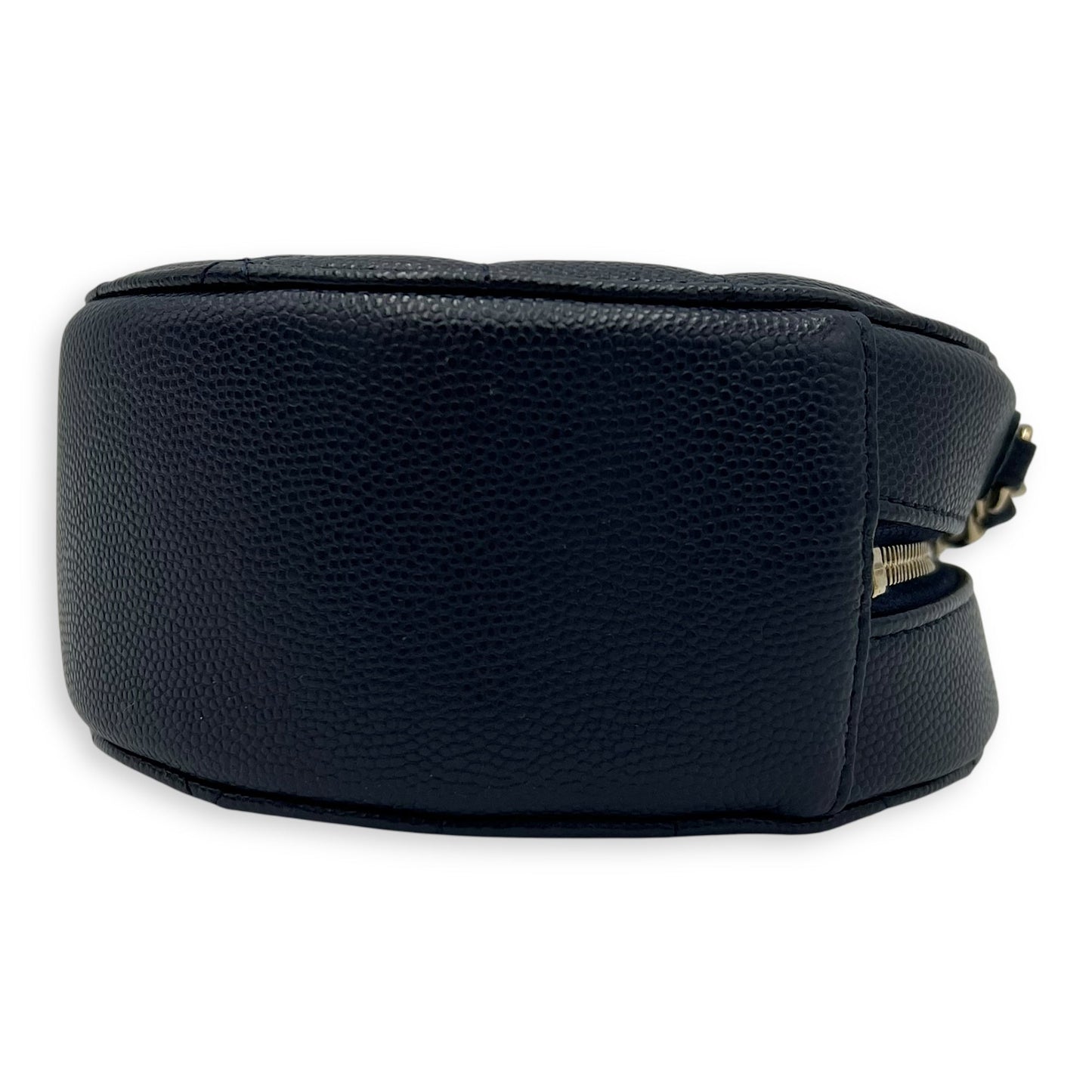 Round CC Crossbody Bag Blue in Caviar Leather, Gold hardware