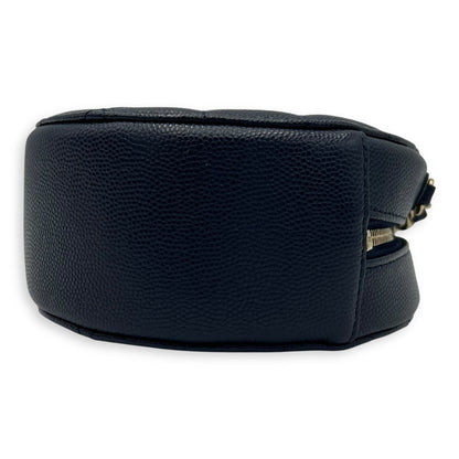 Round CC Crossbody Bag Blue in Caviar Leather, Gold hardware
