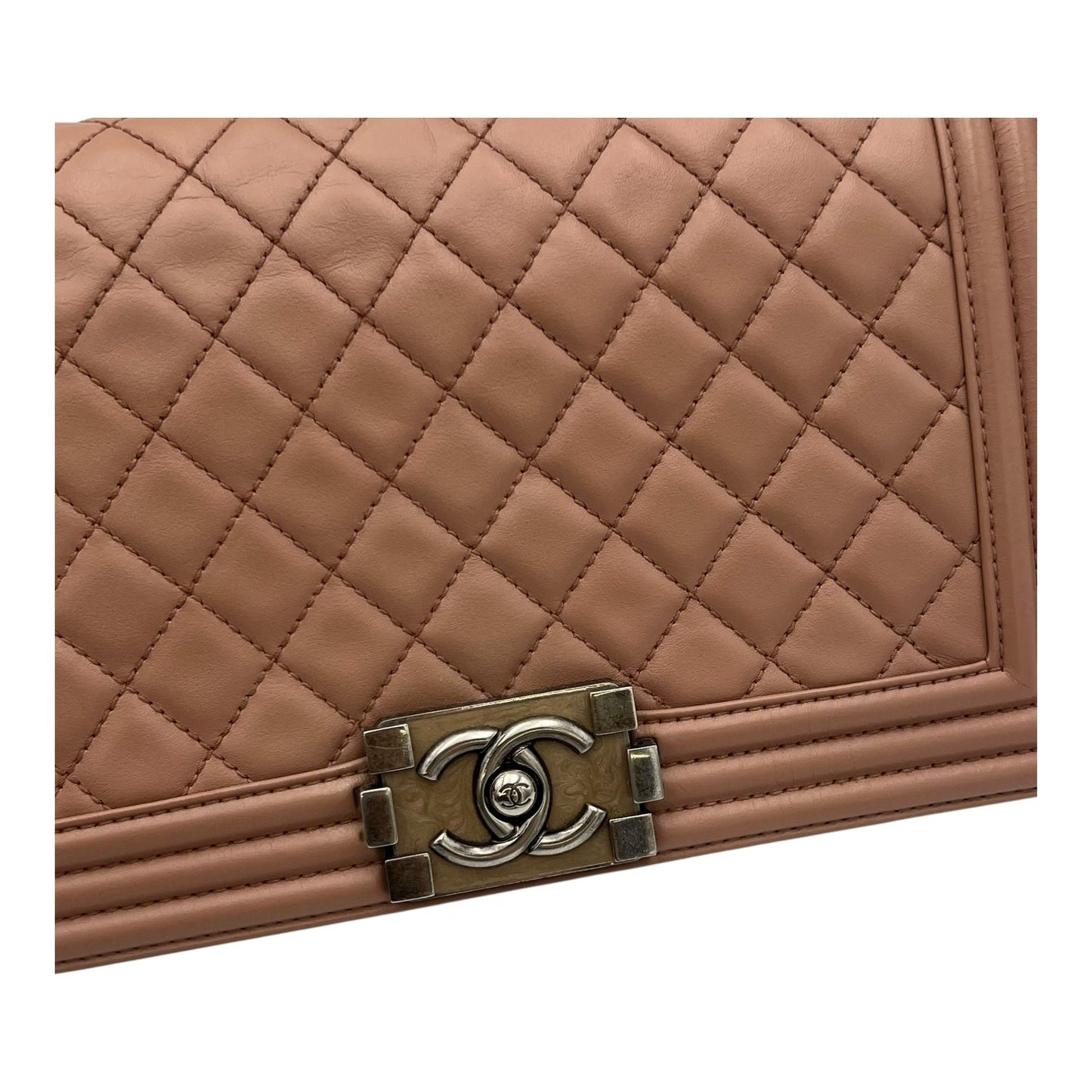Boy Medium Pink Shoulder Bag in Calfskin, Ruthenium hardware
