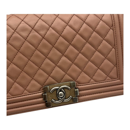 Boy Medium Pink Shoulder Bag in Calfskin, Ruthenium hardware