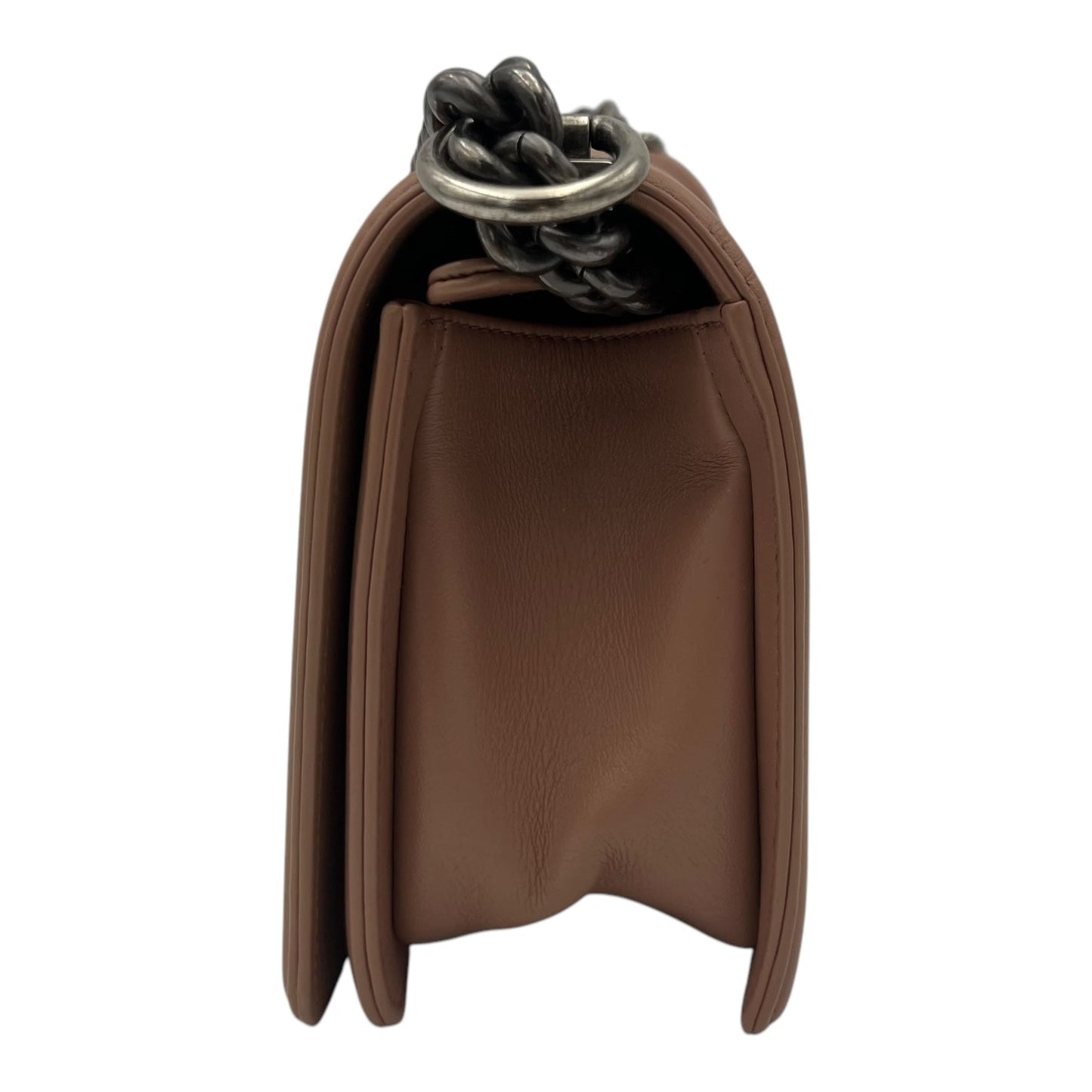 Boy Medium Pink Shoulder Bag in Calfskin, Ruthenium hardware