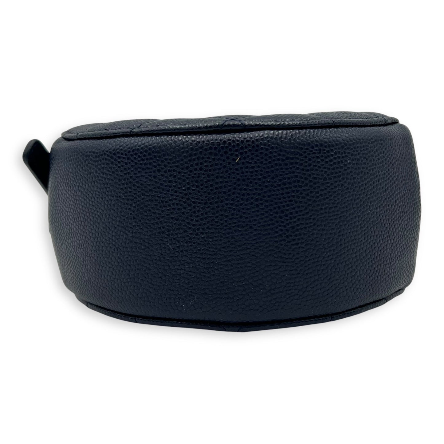 Round CC Crossbody Bag Blue in Caviar Leather, Gold hardware