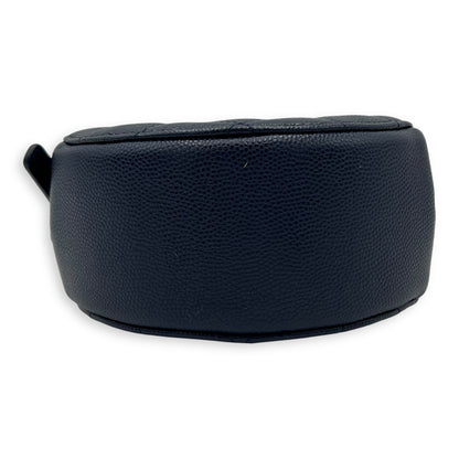 Round CC Crossbody Bag Blue in Caviar Leather, Gold hardware