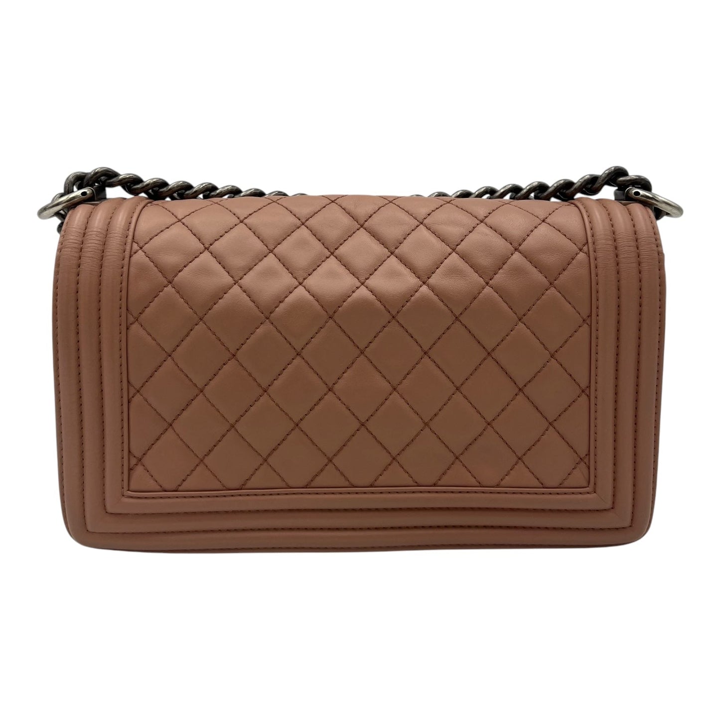 Boy Medium Pink Shoulder Bag in Calfskin, Ruthenium hardware