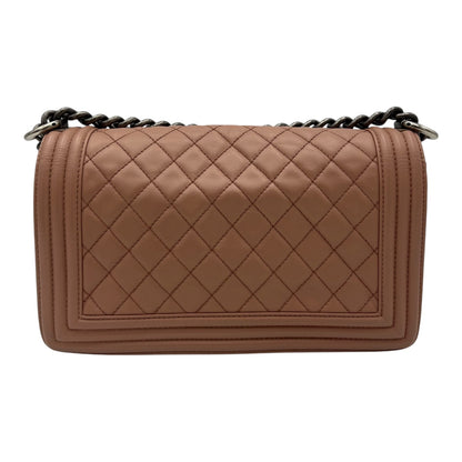 Boy Medium Pink Shoulder Bag in Calfskin, Ruthenium hardware