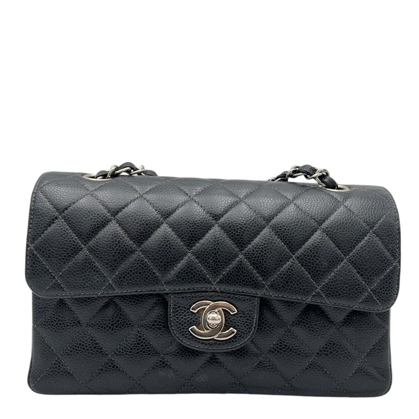 Classic Shoulder Bag Black in Caviar Leather, Silver hardware
