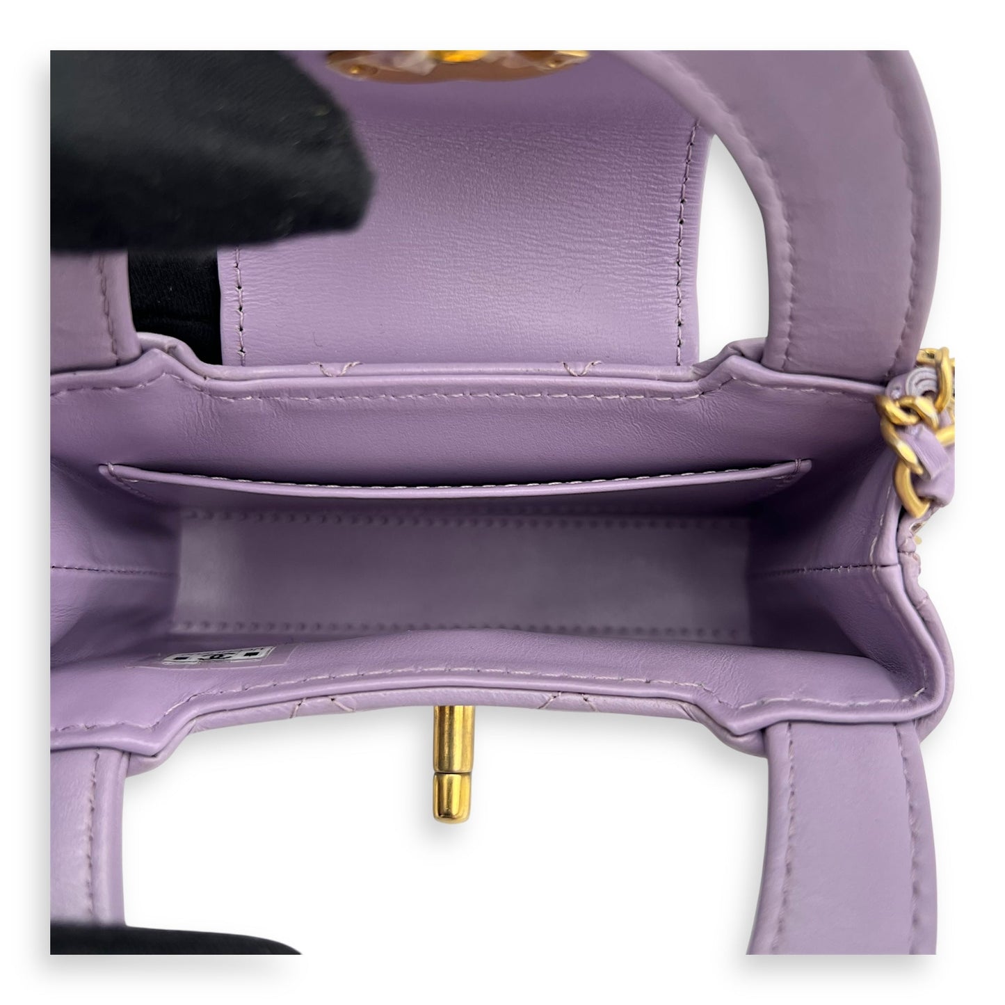 Kelly Nano Purple Top Handle Bag in Calfskin, Gold hardware