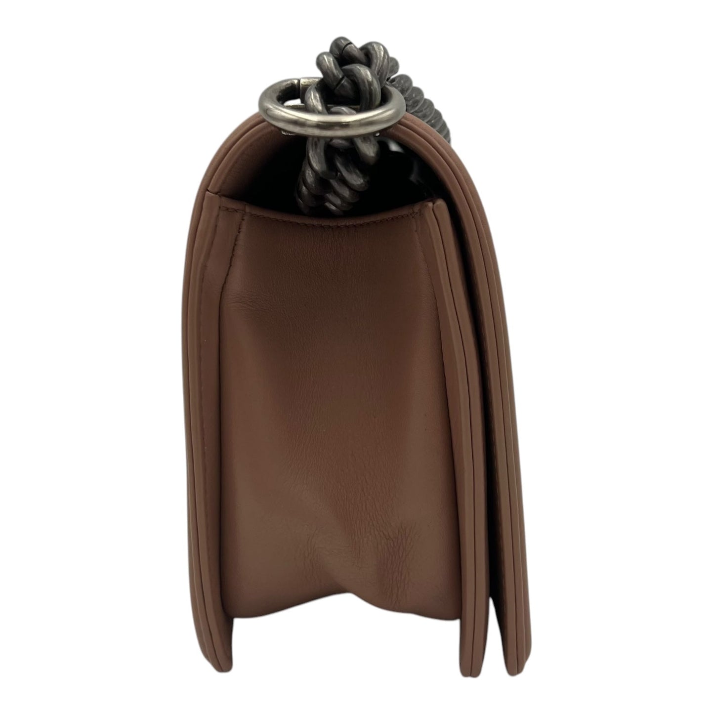Boy Medium Pink Shoulder Bag in Calfskin, Ruthenium hardware