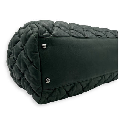 Bubble Bowler Shoulder Bag Green in Calfskin, Silver hardware