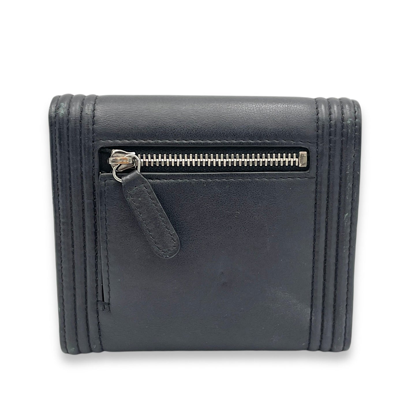 Boy Black Wallet in Lambskin, Silver hardware