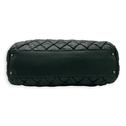 Bubble Bowler Shoulder Bag Green in Calfskin, Silver hardware
