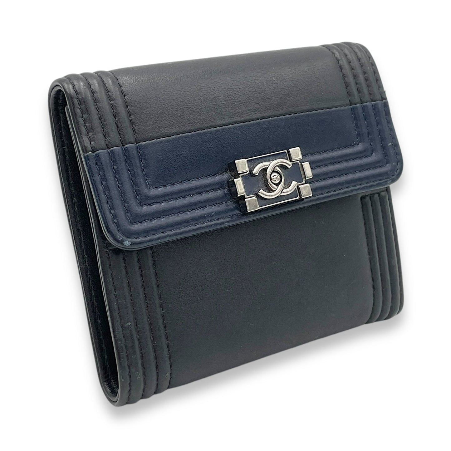 Boy Black Wallet in Lambskin, Silver hardware