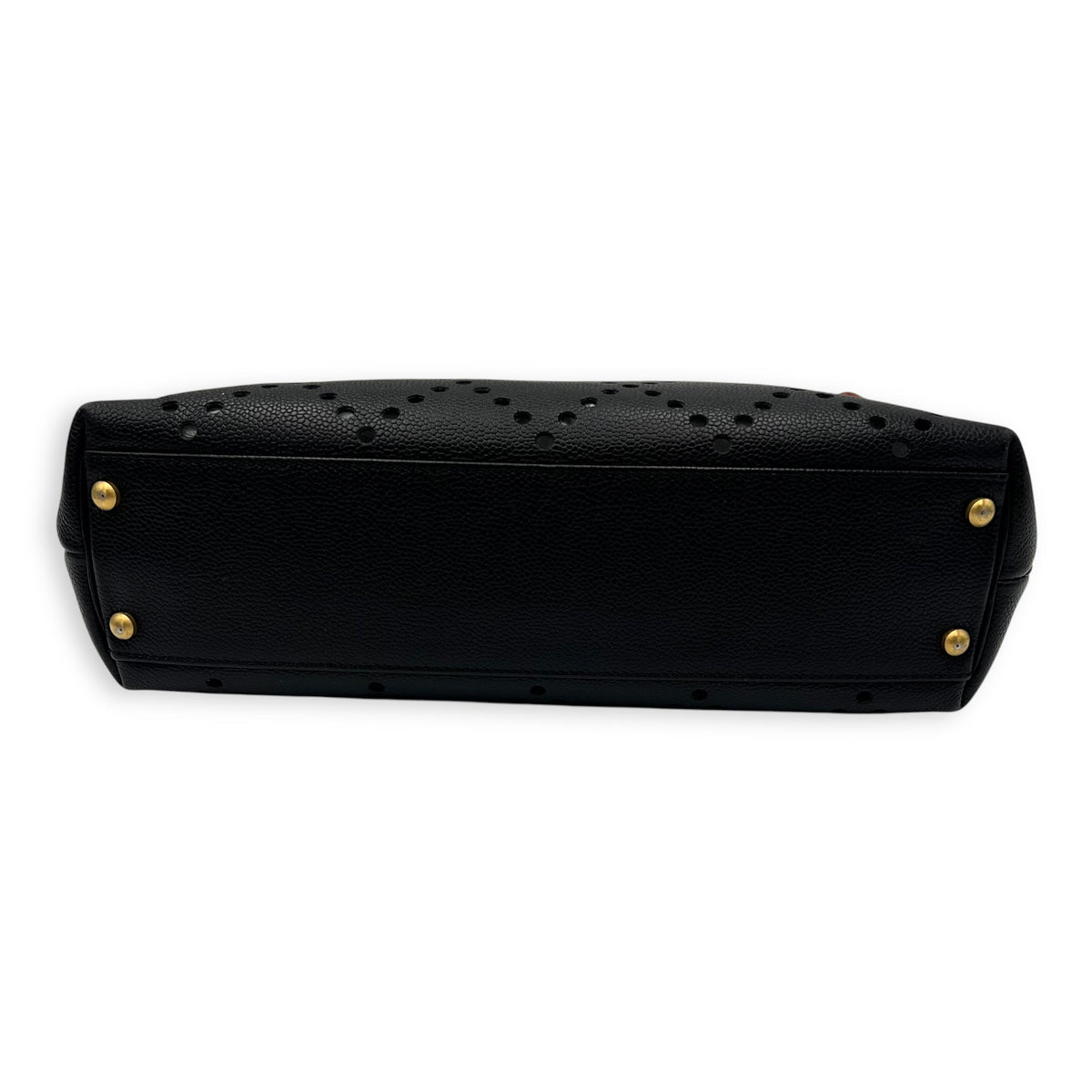 CC Perforated Black Tote Bag in Caviar Leather, Acrylic hardware