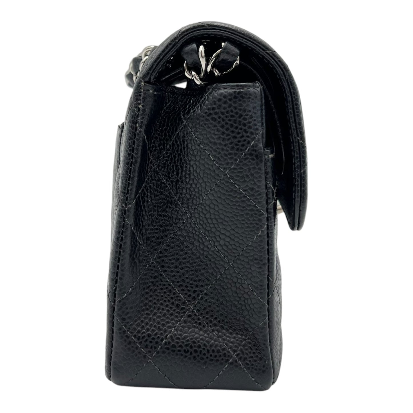 Classic Shoulder Bag Black in Caviar Leather, Silver hardware