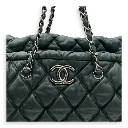 Bubble Bowler Shoulder Bag Green in Calfskin, Silver hardware