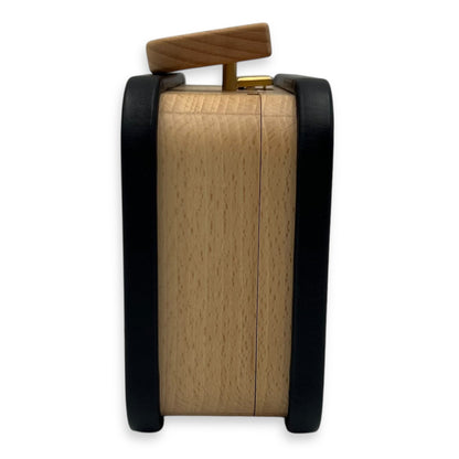 Beech CC Vanity Brown Top Handle Bag in Wood and Leather Trim, Gold hardware