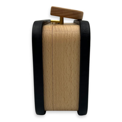 Beech CC Vanity Brown Top Handle Bag in Wood and Leather Trim, Gold hardware