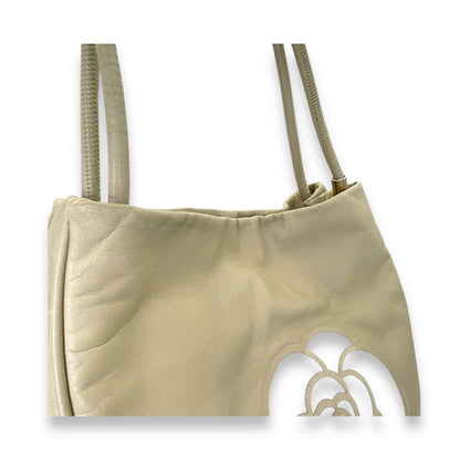 Camellia Embossed Beige Tote Bag in Lambskin