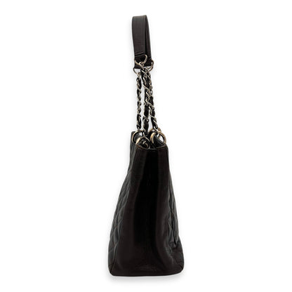 GST Tote Bag Brown in Caviar Leather, Silver hardware