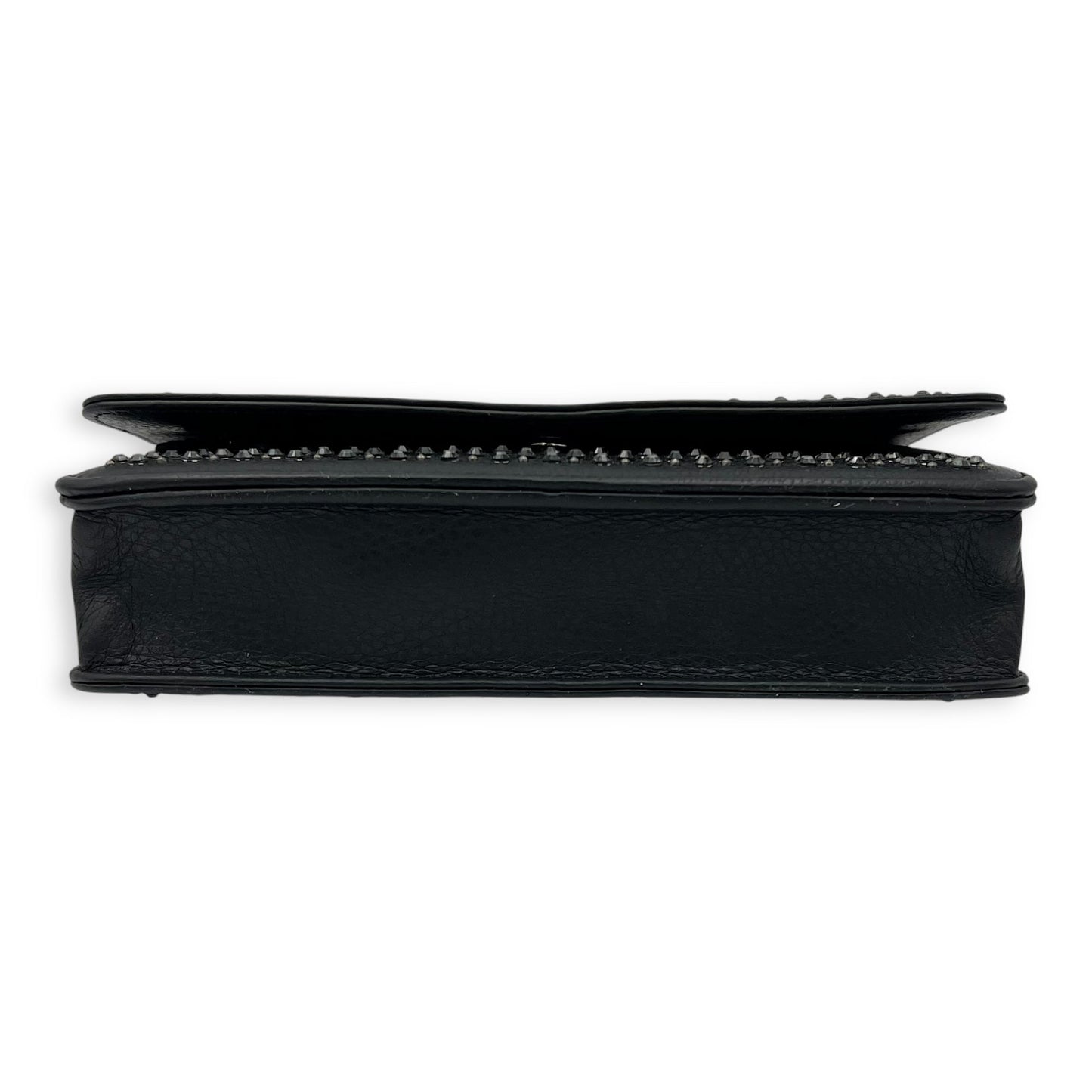 Swarovski flap Wallet On Chain Black in Calfskin, Silver hardware