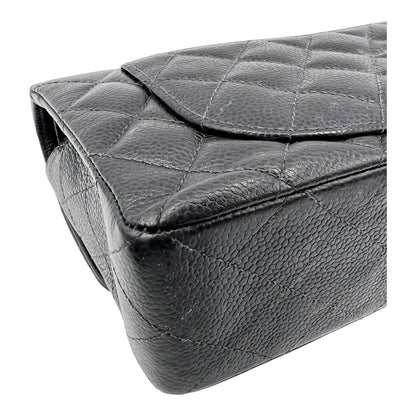Classic Shoulder Bag Black in Caviar Leather, Silver hardware