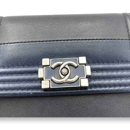 Boy Black Wallet in Lambskin, Silver hardware