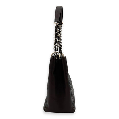 GST Tote Bag Brown in Caviar Leather, Silver hardware