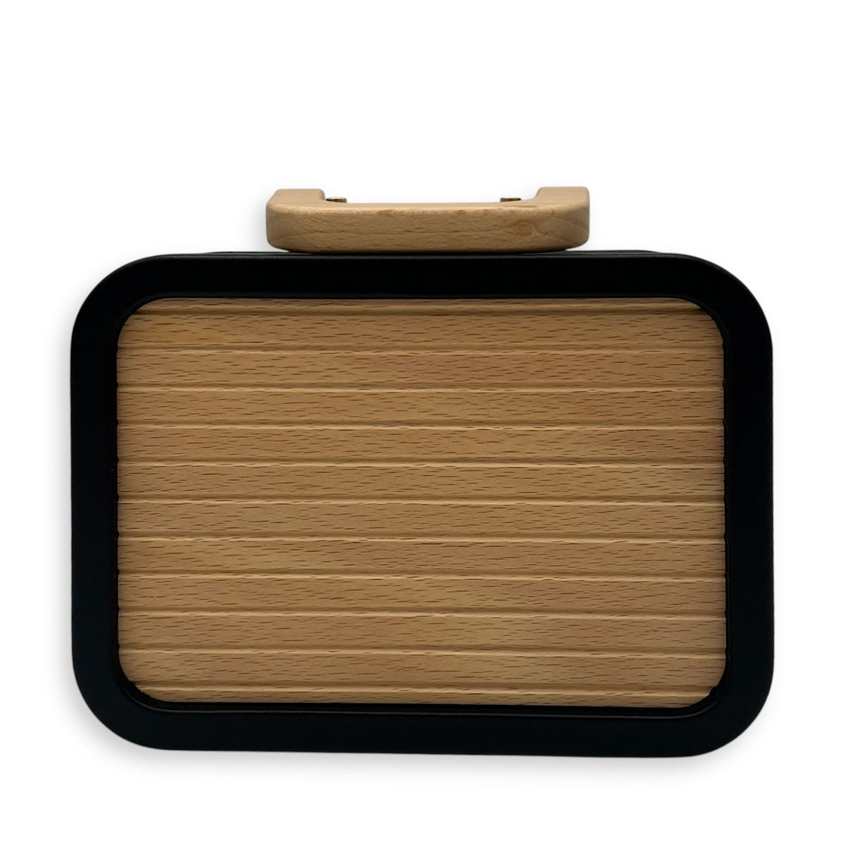 Beech CC Vanity Brown Top Handle Bag in Wood and Leather Trim, Gold hardware