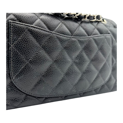 Classic Shoulder Bag Black in Caviar Leather, Silver hardware