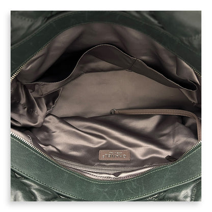 Bubble Bowler Shoulder Bag Green in Calfskin, Silver hardware
