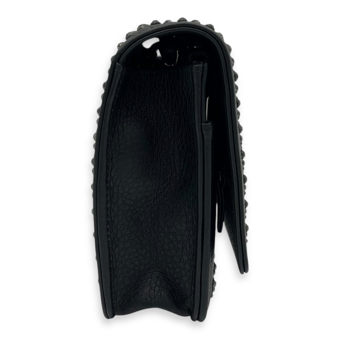 Swarovski flap Wallet On Chain Black in Calfskin, Silver hardware