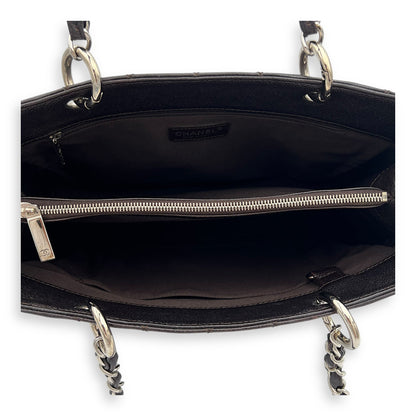 GST Tote Bag Brown in Caviar Leather, Silver hardware