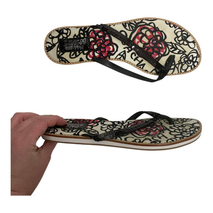 Sandals Designer By Coach In Black & Cream, Size:8