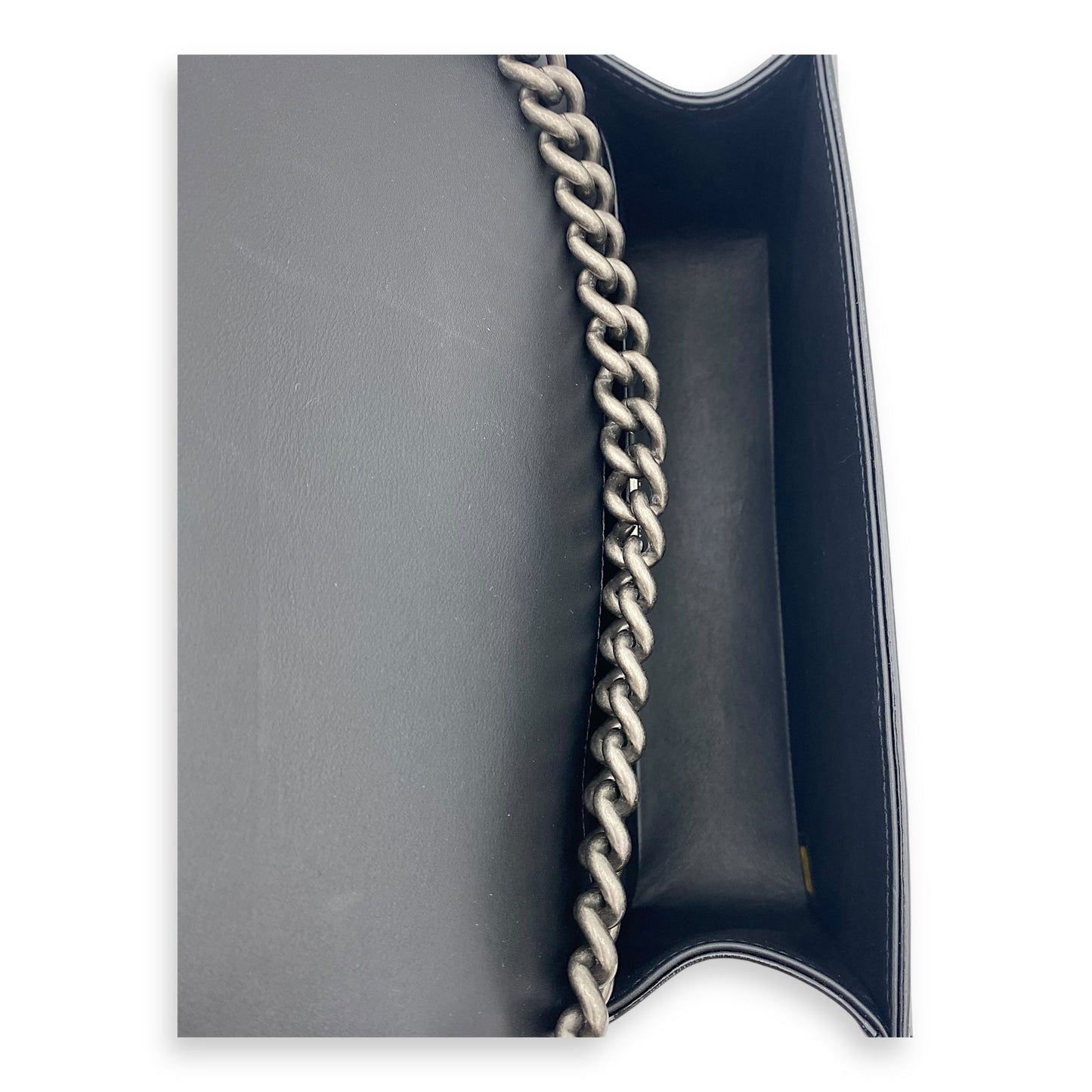 Boy Black Shoulder Bag in Python and Patent Leather, Ruthenium hardware