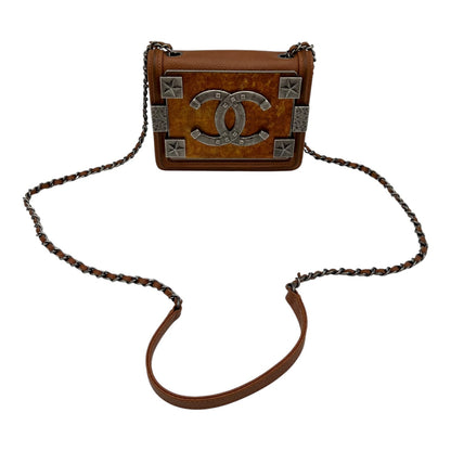 Dallas Boy Brick Crossbody Bag Brown in Caviar Leather, Ruthenium hardware