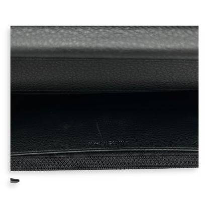 Swarovski flap Wallet On Chain Black in Calfskin, Silver hardware