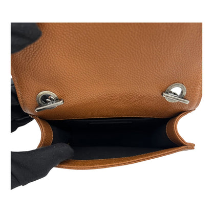 Dallas Boy Brick Crossbody Bag Brown in Caviar Leather, Ruthenium hardware