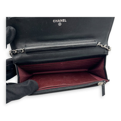 CC Wallet On Chain Black in Lambskin, Silver hardware