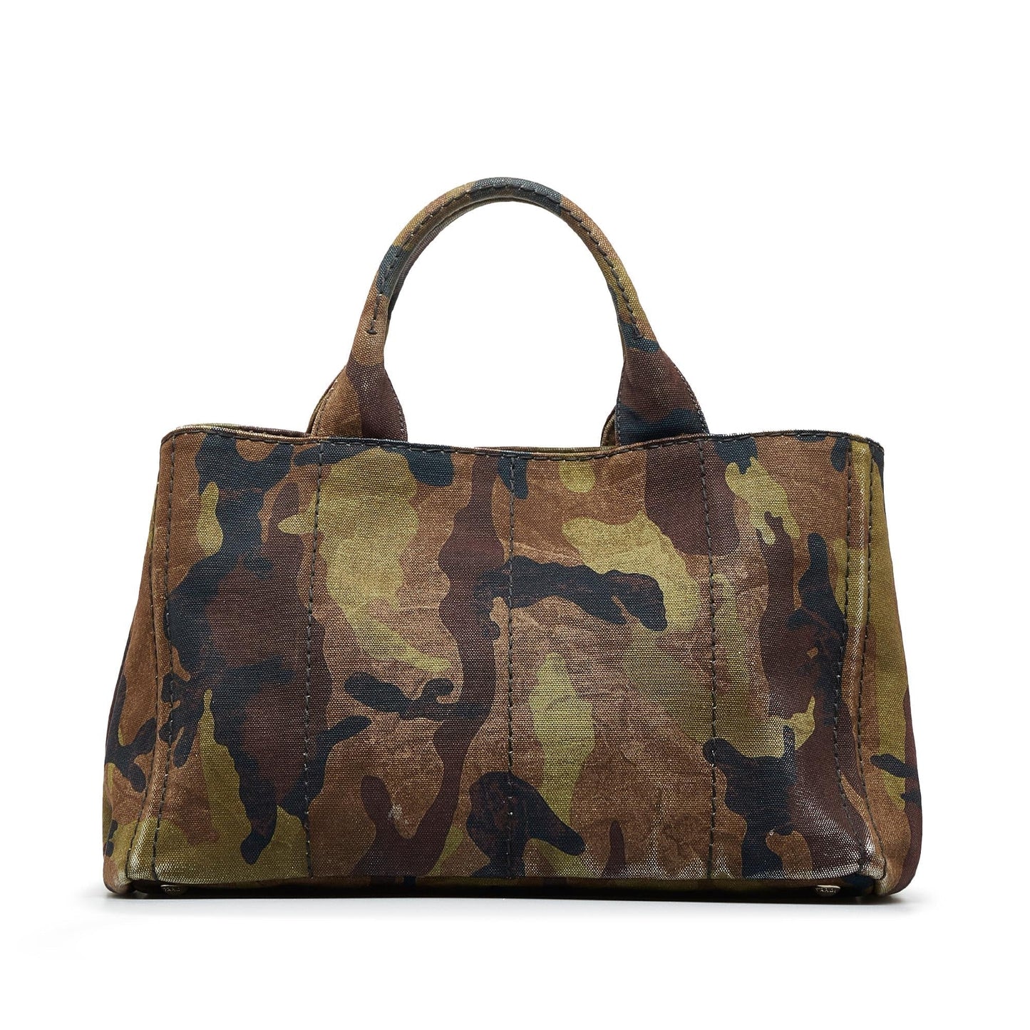 Prada Canapa Logo Camouflage Canvas Satchel (SHG-GSCZz3)