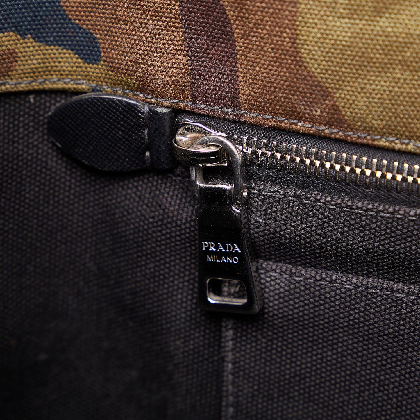 Prada Canapa Logo Camouflage Canvas Satchel (SHG-GSCZz3)