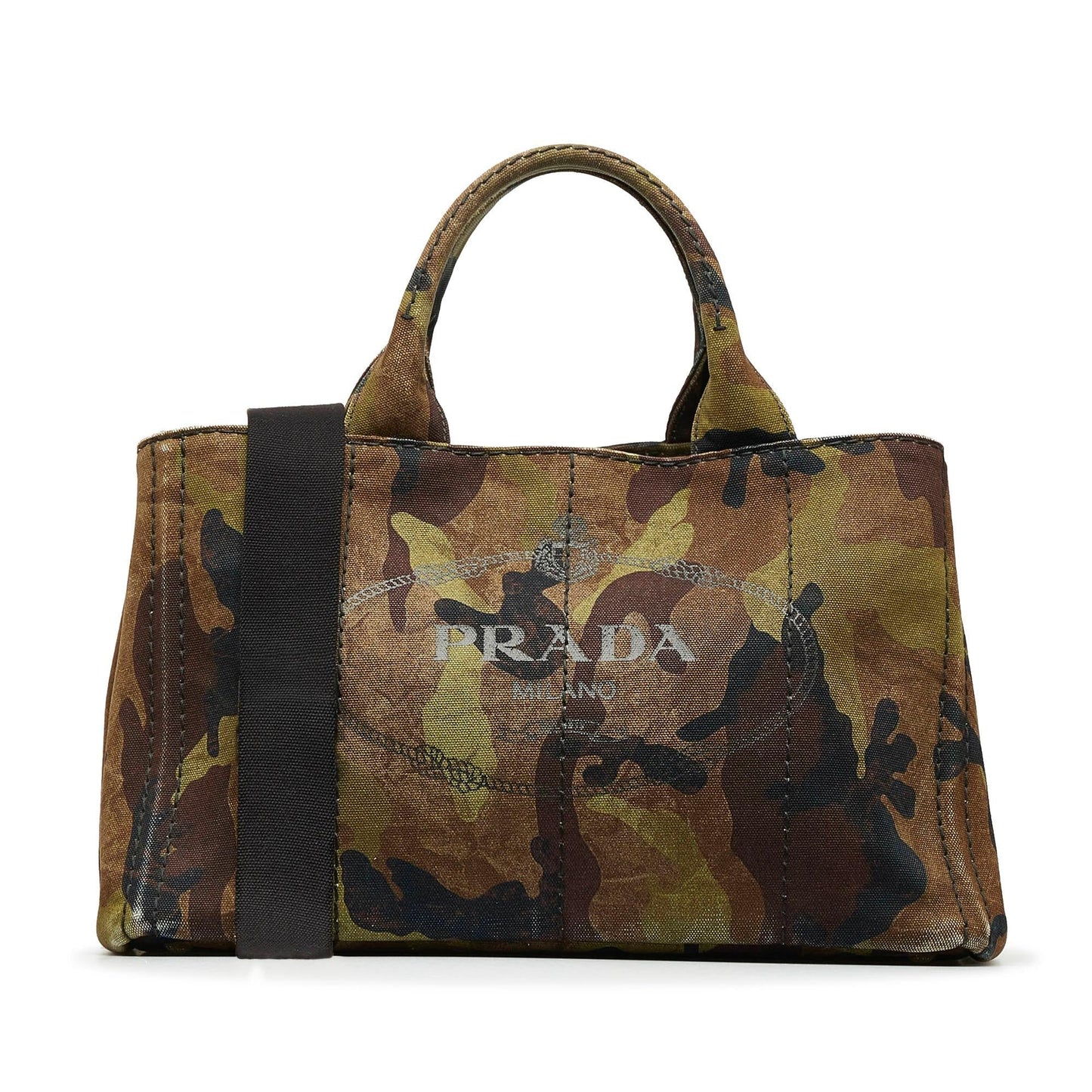 Prada Canapa Logo Camouflage Canvas Satchel (SHG-GSCZz3)