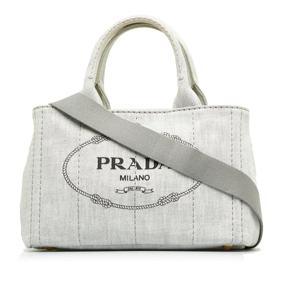 Prada Canapa Logo Denim Satchel (SHG-wHZCCJ)