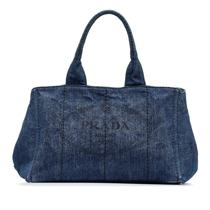 Prada Canapa Logo Denim Tote Bag (SHG-kCfCD3)